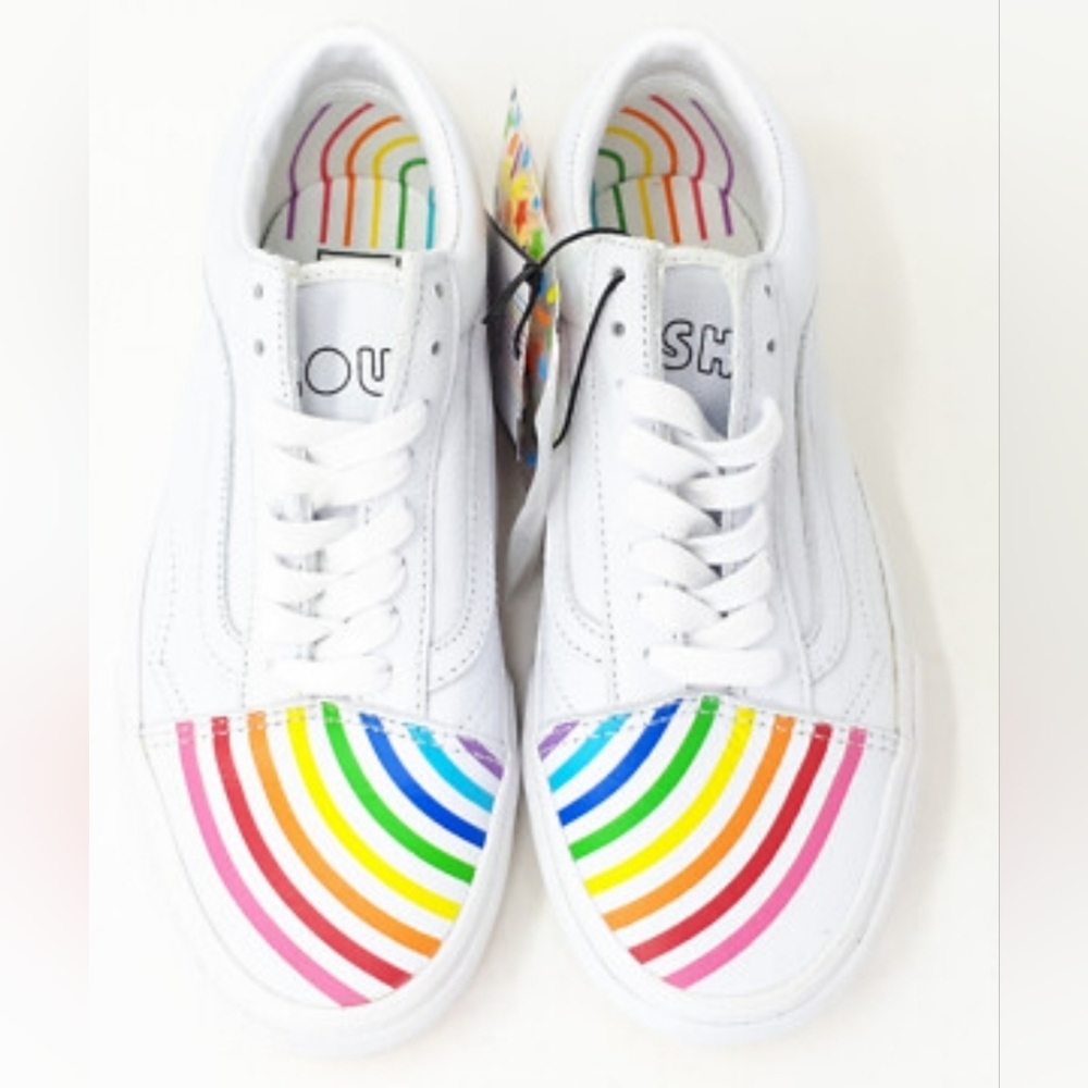 VANS Old Skool V FLOUR SHOP Rainbow Leather Sneakers Shoes